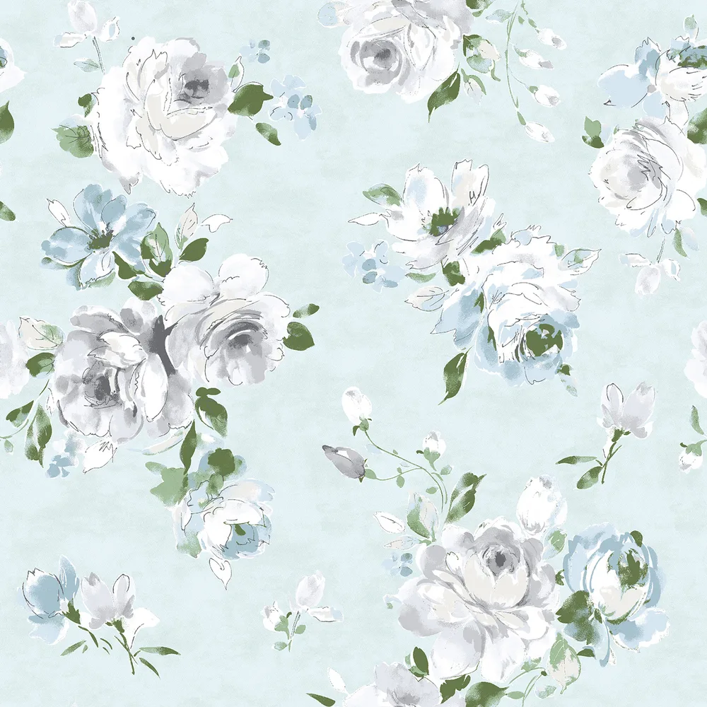 Blue floral cotton fabric